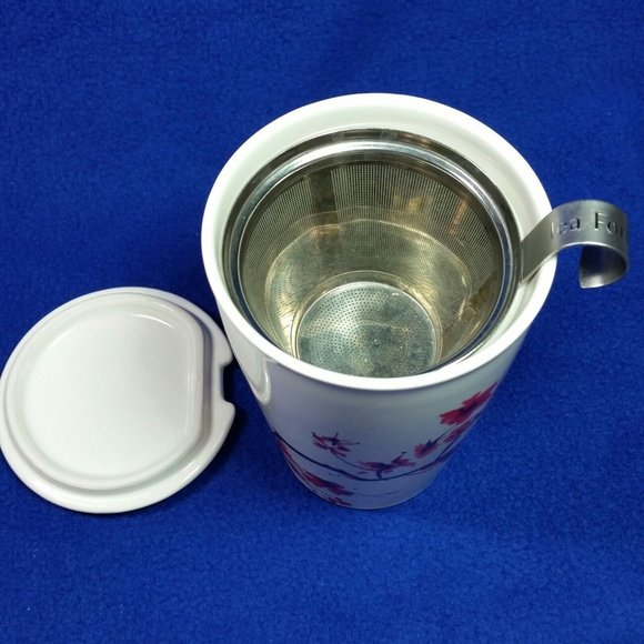 Tea Forte Kati Cherry Blossom Ceramic Tea Infuser Cup with Lid Brewing Pre-Owned - Picture 5 of 10